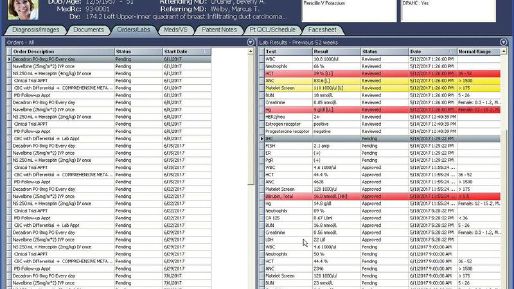 Screenshot of the MOSAIQ Patient record screen