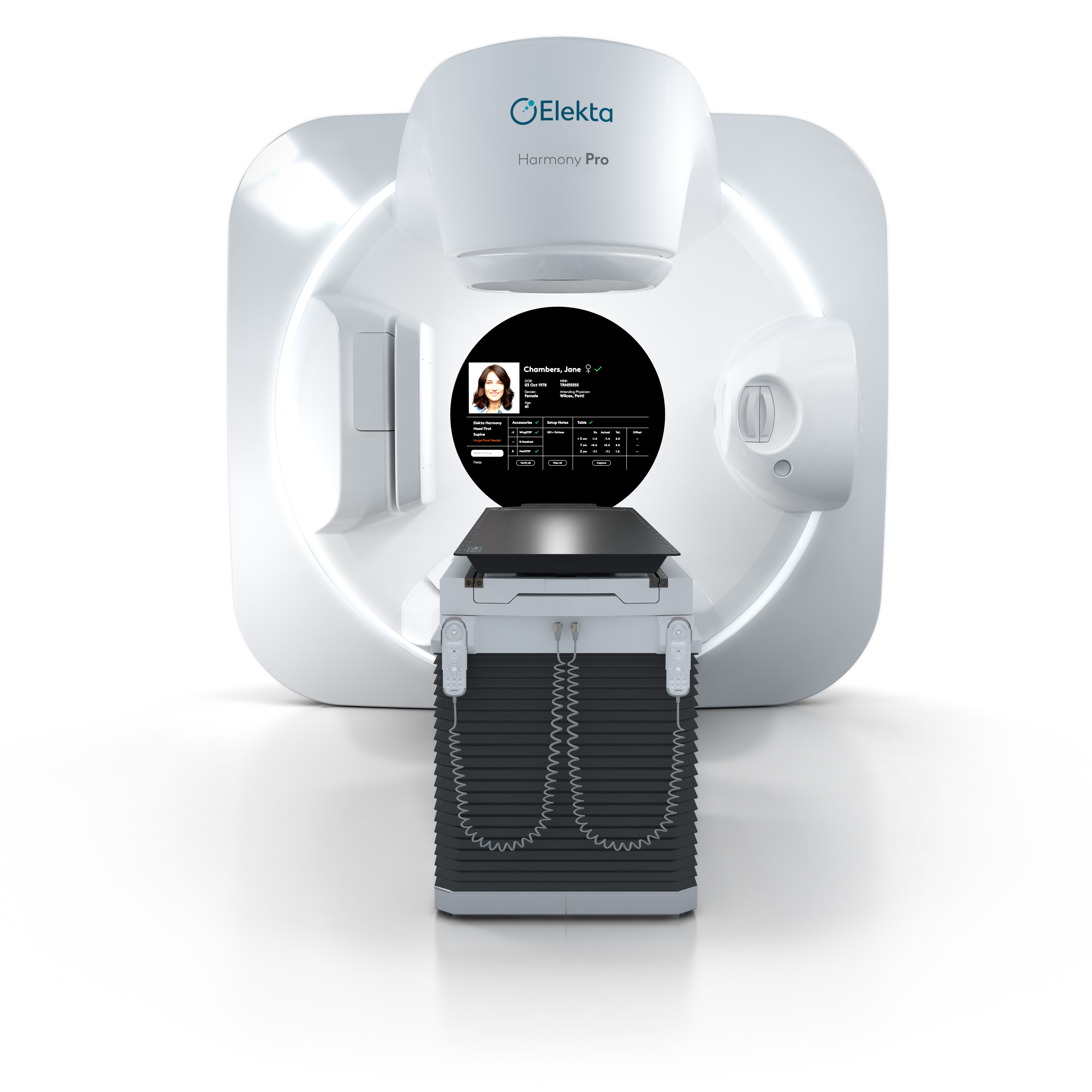 Elekta Harmony Radiation Therapy Machine showing auto verify facial recognition